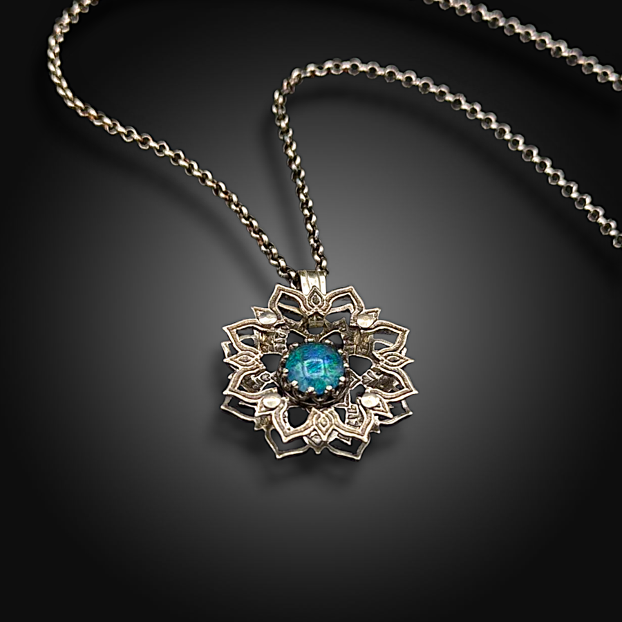 NOVA BLOOM: Layered Sterling Silver Necklace with Australian Opal