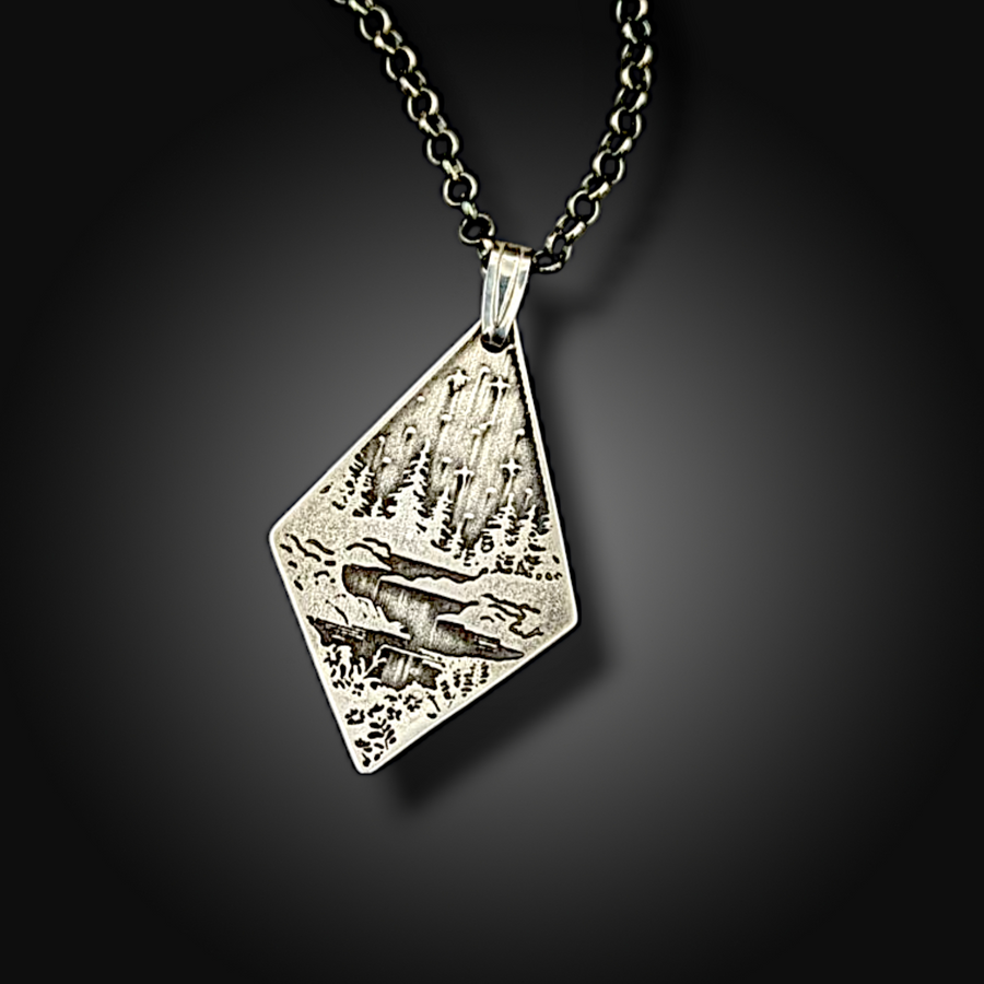 RIVER REFLECTIONS: Sterling Silver Landscape Necklace