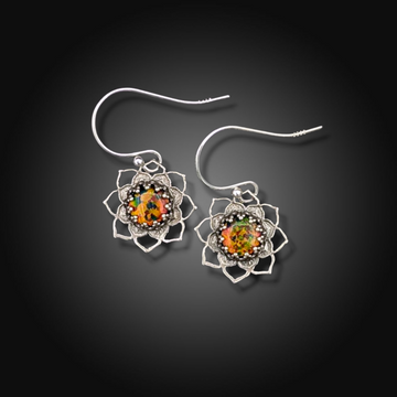 OPAL INFERNO: Sterling Silver Earrings with Mexican Fire Opal