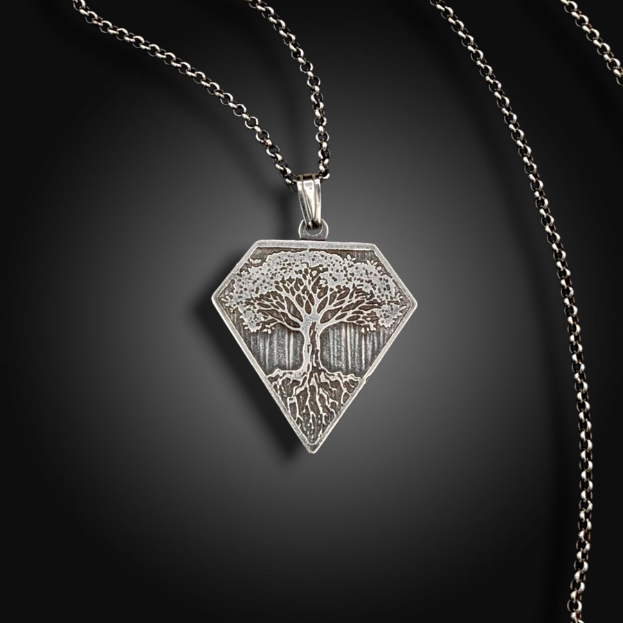 ROOTED: Hand-Etched Sterling Silver Tree Pendant