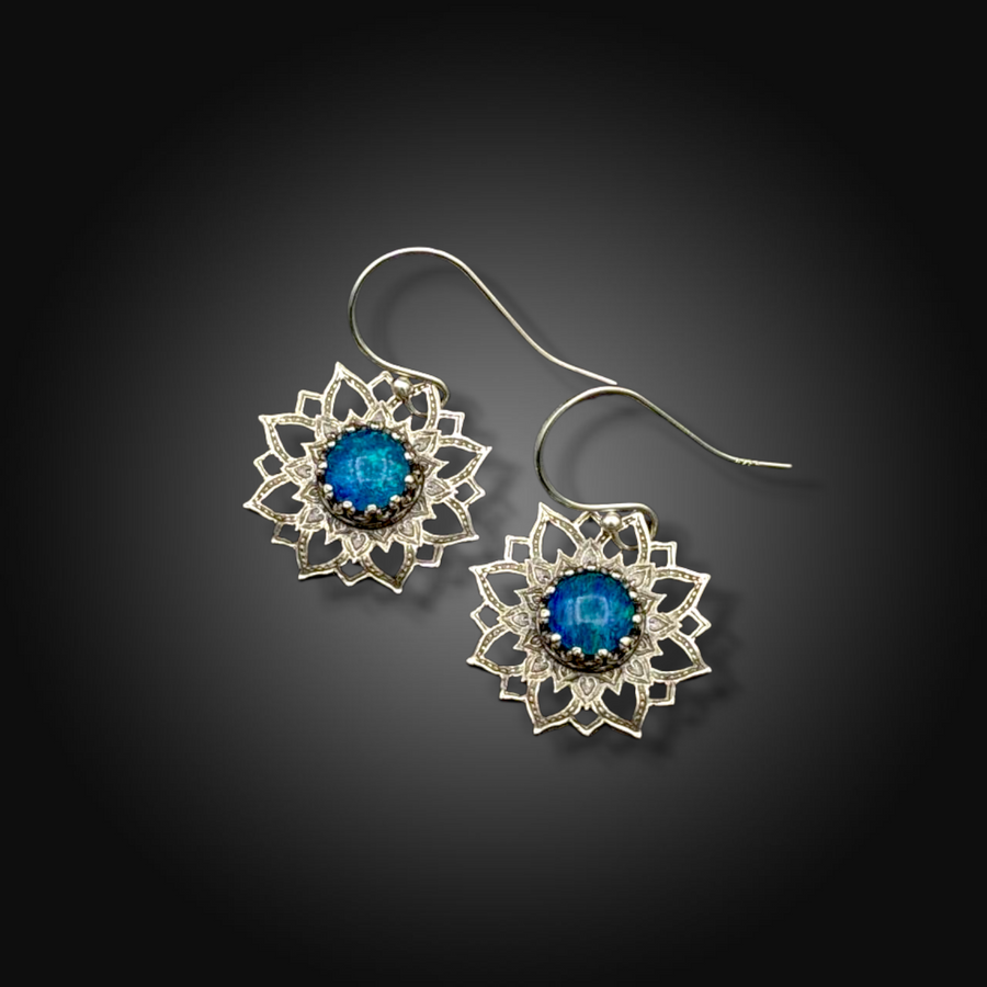 OPALBURST: Sterling Silver Earrings with Australian Opal