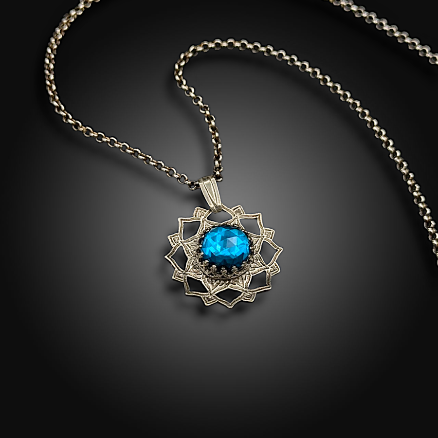 INNER TIDE: Sterling Silver Mandala with Teal Tourmaline