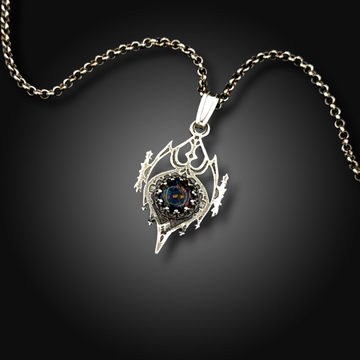 AURORA KNIGHT: Fire Opal Necklace in Sterling Silver