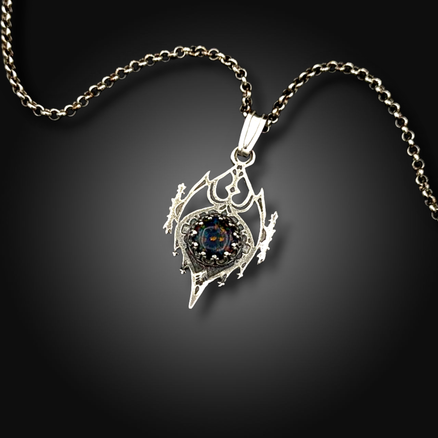 AURORA KNIGHT: Fire Opal Necklace in Sterling Silver