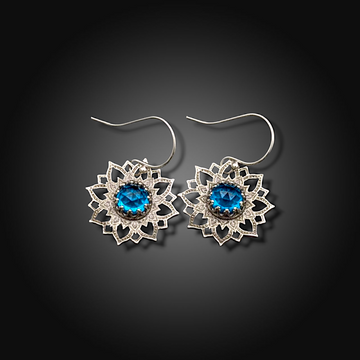 CELESTIAL DEPTHS: Hand-Etched Sterling Earrings with Teal Tourmaline