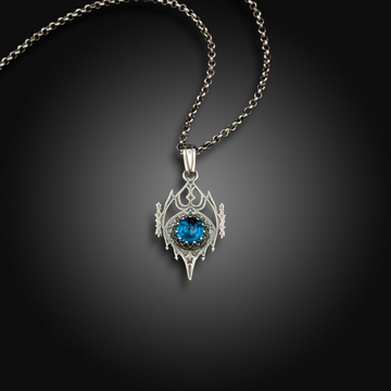 TIDAL KNIGHT: Hand-Etched Sterling Silver Pendant with Teal Tourmaline