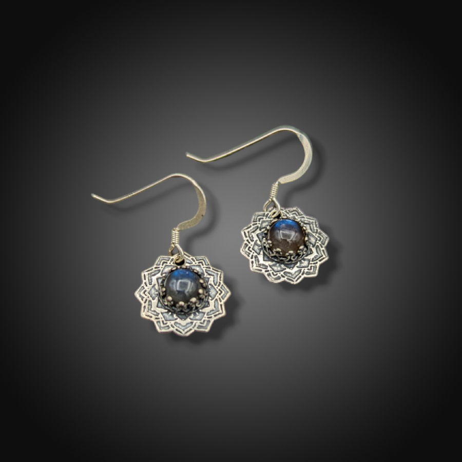 sterling silver earrings with labradorite