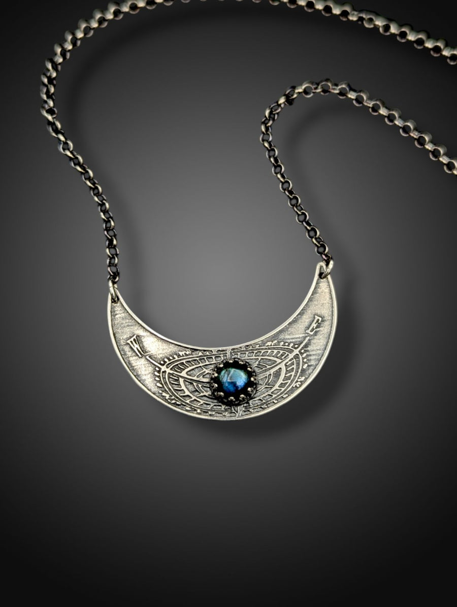 **RESERVED FOR TAMMY** sterling compass crescent necklace