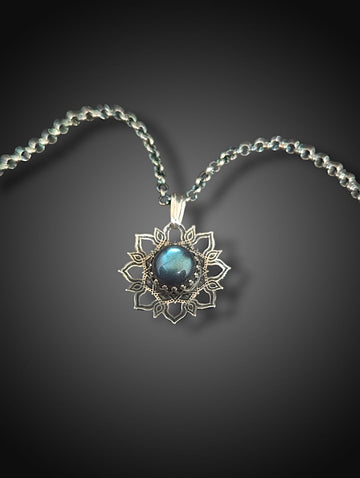 **RESERVED FOR RYANNE** sterling silver mandala necklace with labradorite