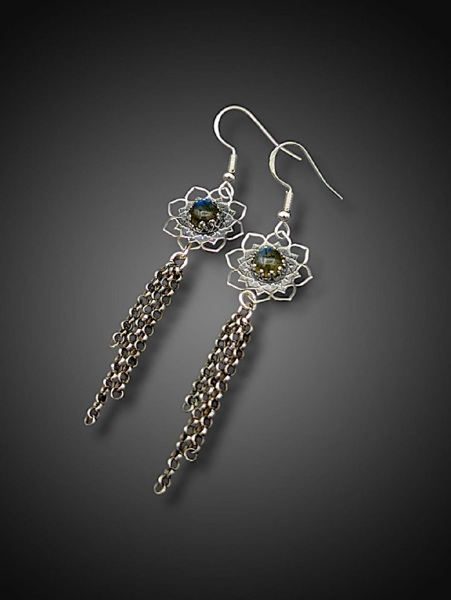 ** RESERVED FOR RHIANA ** sterling silver mandala earrings with labradorite