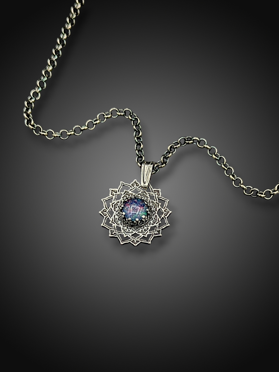 **RESERVED FOR JENNIFER** sterling silver mandala necklace with australian opal