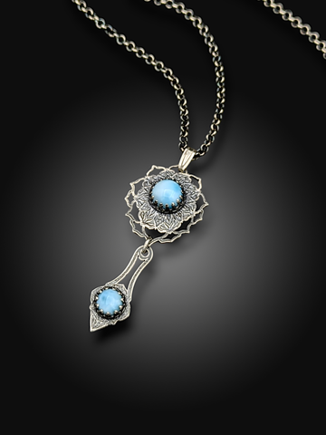 **RESERVED FOR JAN** sterling silver mandala necklace with larimar