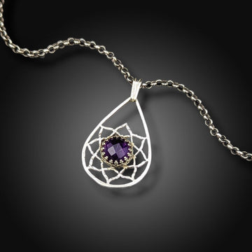 sterling silver teardrop necklace with amethyst