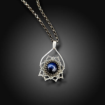 sterling silver mandala necklace with Labradorite