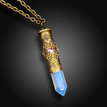 elegant recycled bullet necklace with opalite