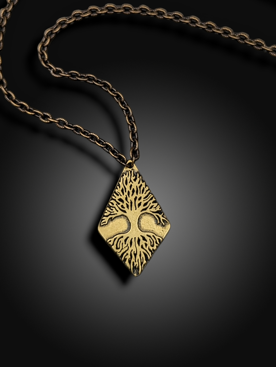 brass tree silhouette necklace