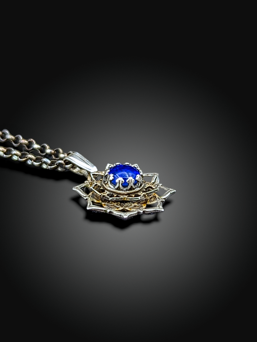 AMAZING OPAL! sterling silver flower mandala necklace