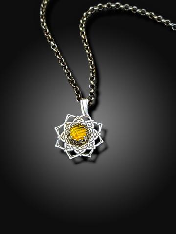 STUNNING CLARITY IN THIS AAA ROSE CUT CITRINE sterling silver flower mandala necklace