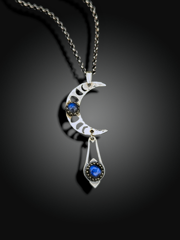 sterling lunar phases crescent necklace with labradorite