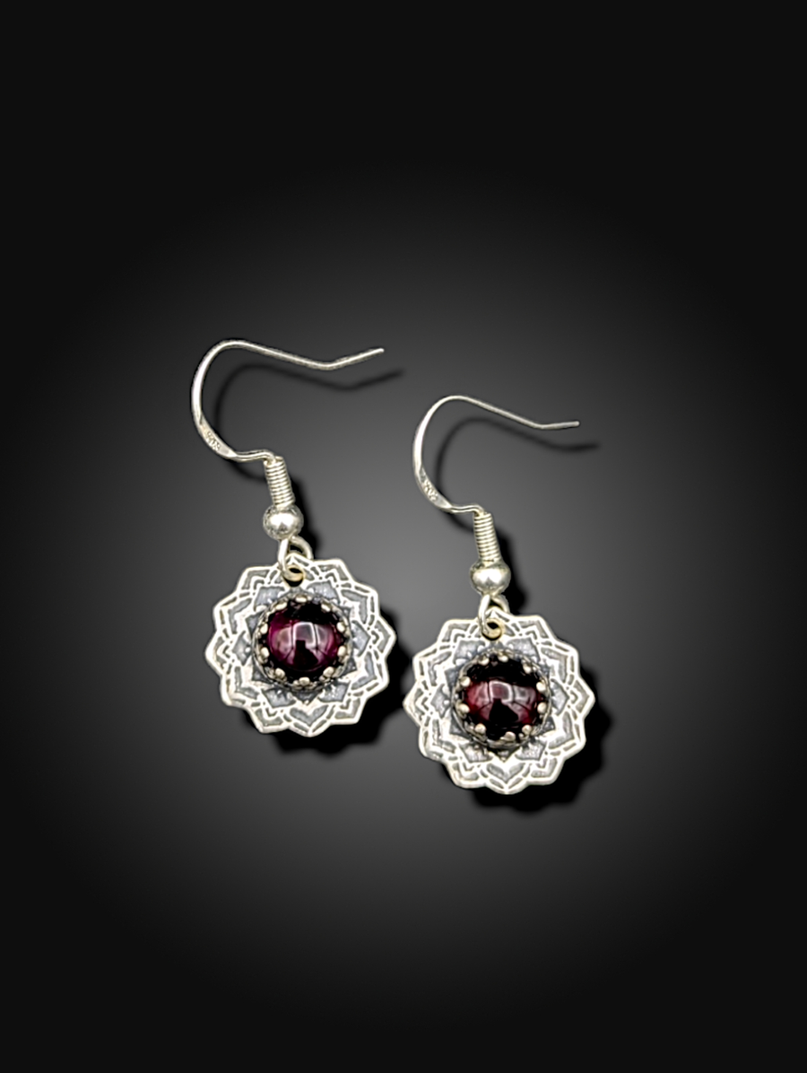 sterling silver earrings with Garnet