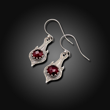 EMBERLEAF: Sterling Silver Earrings with Garnet