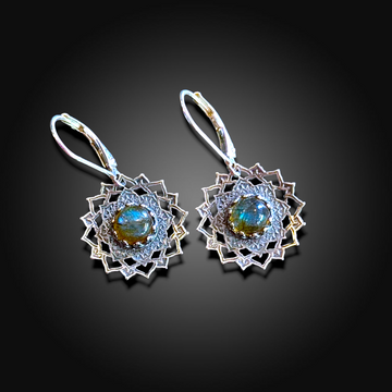 LUNAR PRISM: Hand-Etched Sterling Earrings with Labradorite