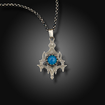 VAULT OF LIGHT: Hand-Etched Sterling Silver Necklace with Australian Opal