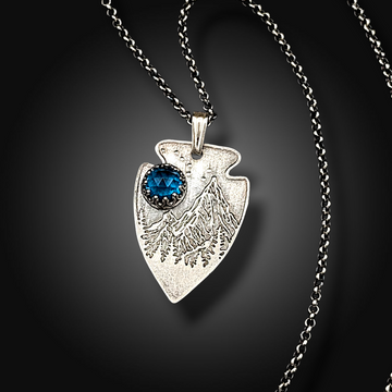 INTO THE WILD: Teal Tourmaline Mountain Necklace in Sterling Silver