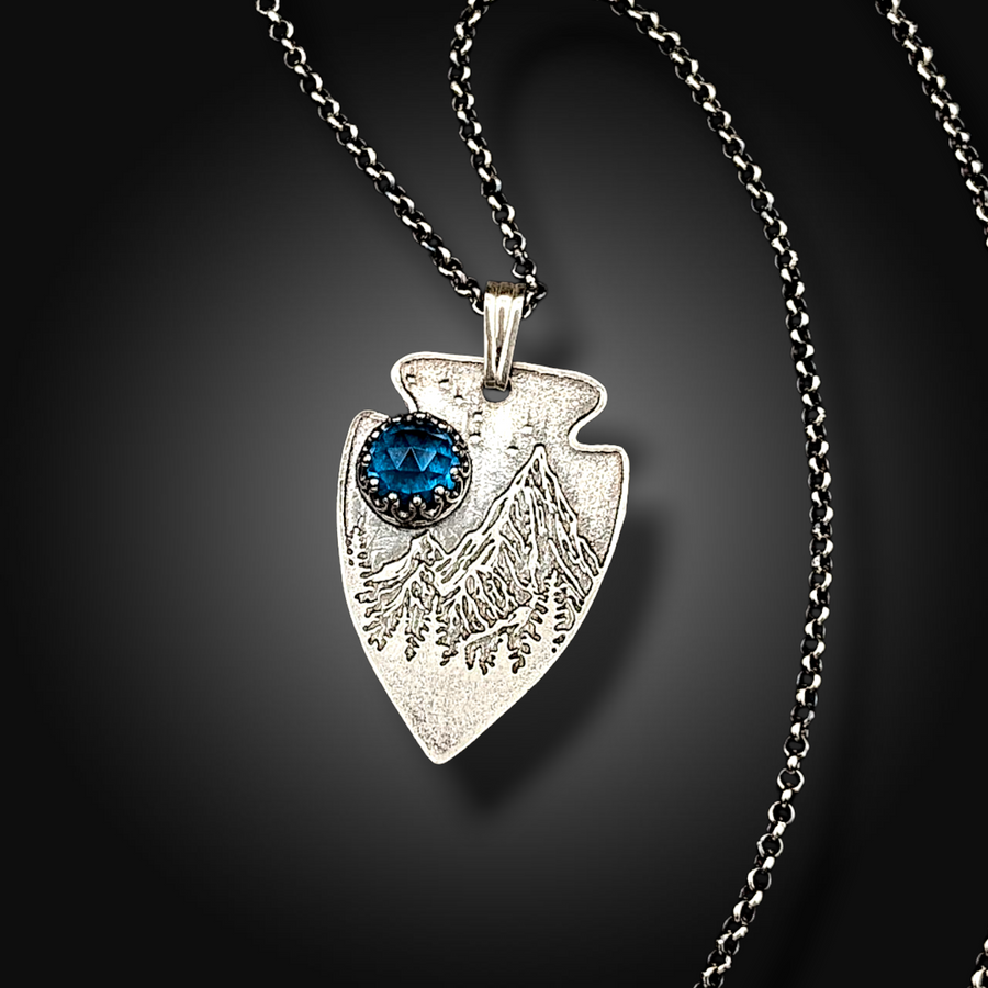 INTO THE WILD: Teal Tourmaline Mountain Necklace in Sterling Silver