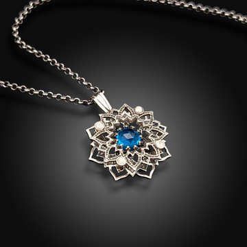 TIDEGLASS: Hand-Etched Sterling Silver Necklace with Topaz