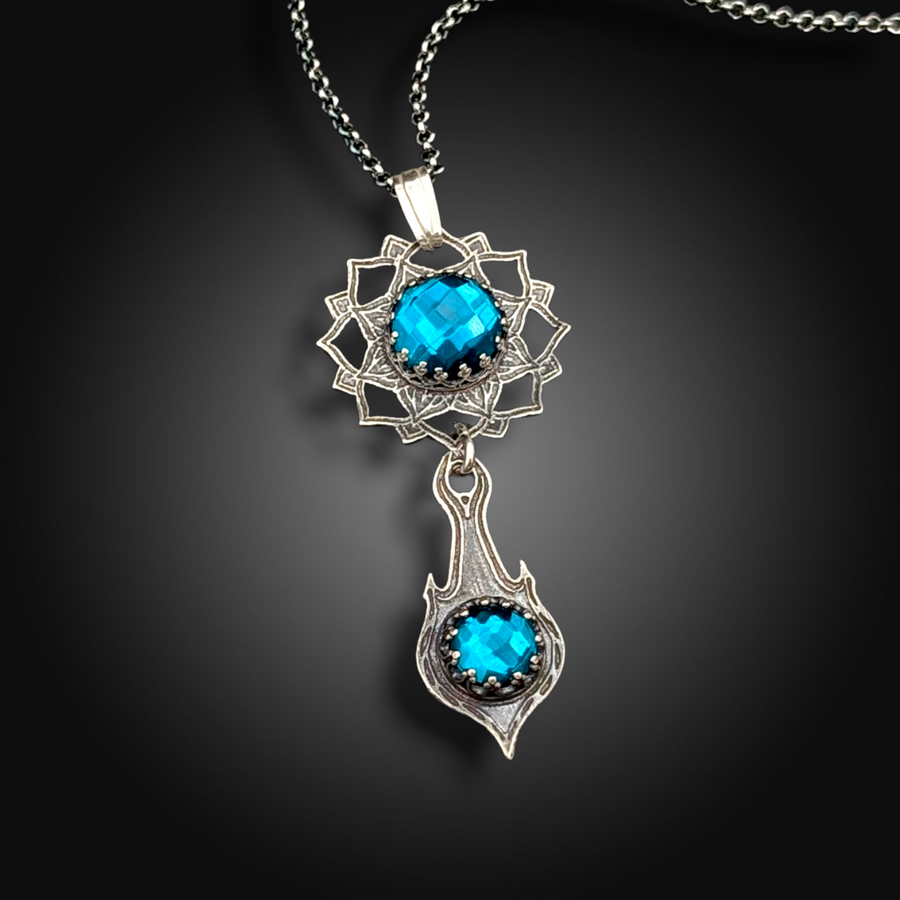 UNDERCURRENT: Hand-Etched Sterling Silver Necklace with Tourmaline