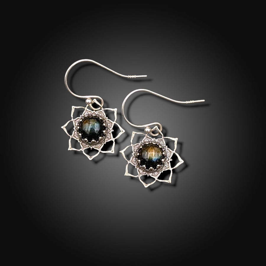 GRAVITIDE:  Sterling Silver Earrings with Labradorite