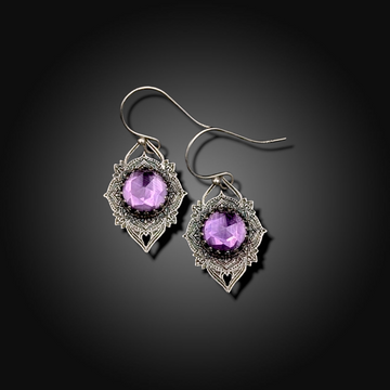 MOUNTAIN LAUREL:  Sterling Silver Earrings with African Amethyst