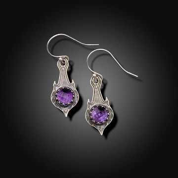 WILD THISTLE:  Sterling Silver Earrings with African Amethyst