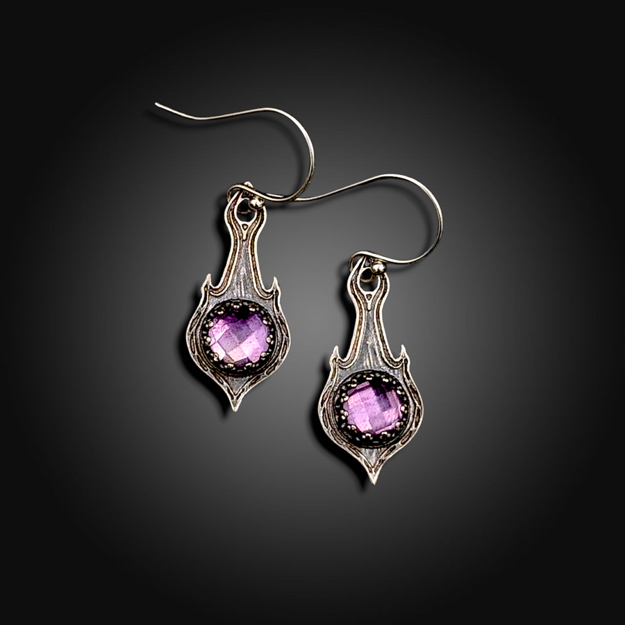 SPELLFIRE: Sterling Silver Earrings with Pink Sapphire