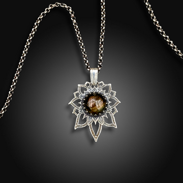WILD LIGHT: Hand-Etched Sterling Silver Necklace with Labradorite