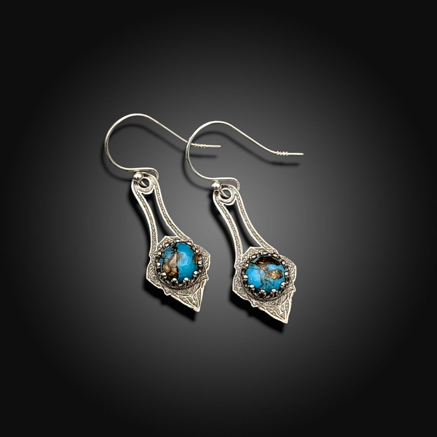 ARROYO:  Sterling Silver Drop Earrings with Mojave Turquoise