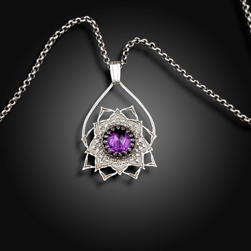 SPELLBOUND: Hand-Etched Sterling Silver Necklace with Alexandrite