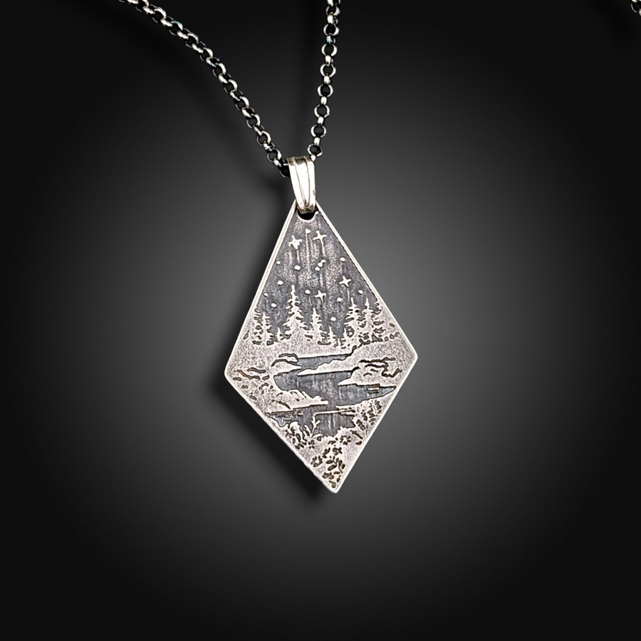 RIVER REFLECTIONS: Sterling Silver Landscape Necklace