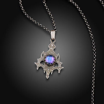 NIGHTSPIRE: Hand-Etched Sterling Silver Necklace with Mother of Pearl