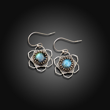 SHADOW BLOOM: Sterling Silver Earrings with Labradorite