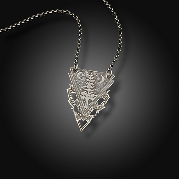 FOREST SIGIL: Hand-Etched Sterling Silver Pendant
