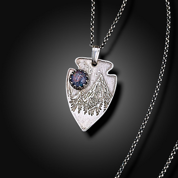 WILD HORIZON: Australian Opal Arrowhead Necklace in Sterling Silver