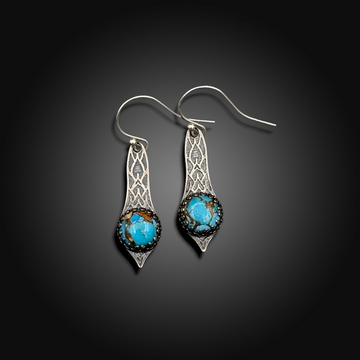 MOJAVE ECHO:  Sterling Silver Drop Earrings with Mojave Turquoise