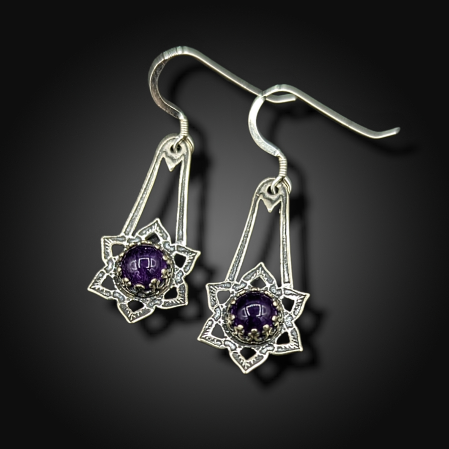 sterling silver earrings with amethyst