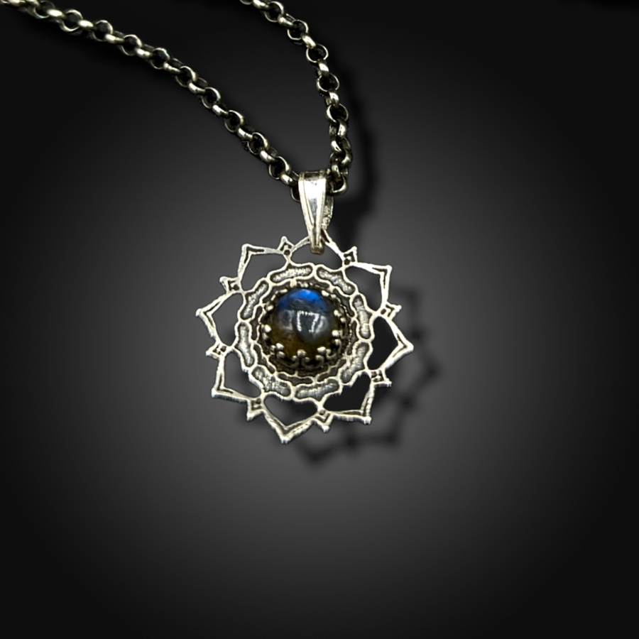 sterling silver mandala necklace
