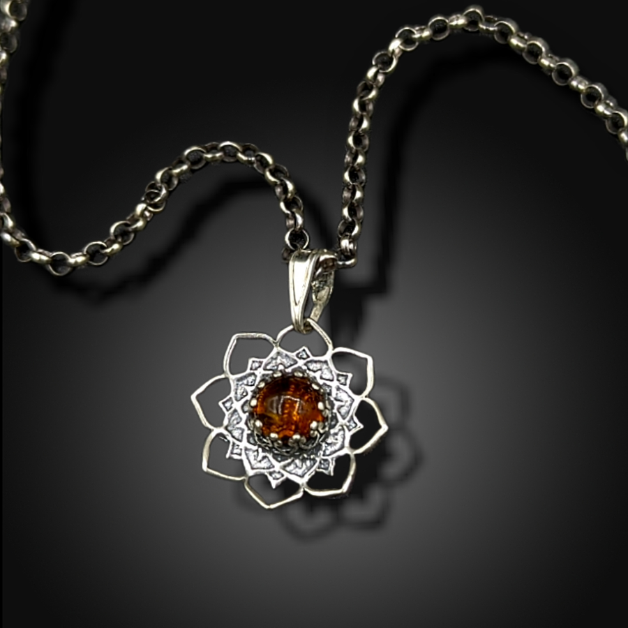 sterling silver flower mandala necklace
