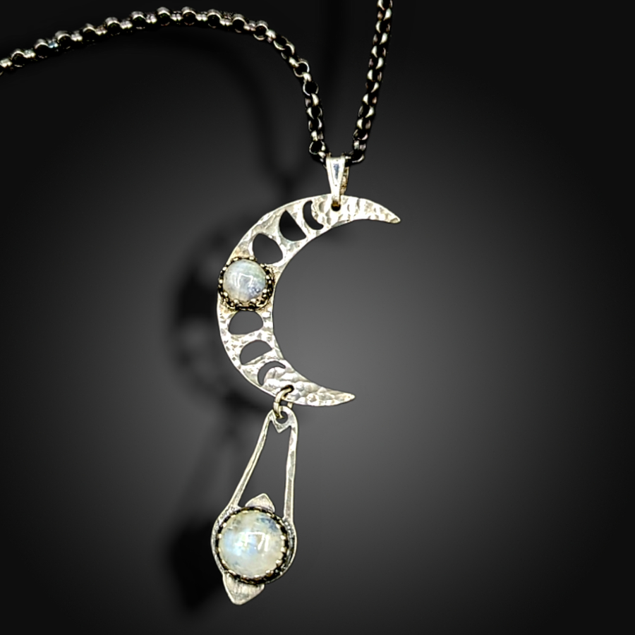 sterling lunar phases crescent necklace
