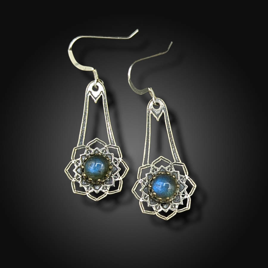 sterling silver earrings with labradorite