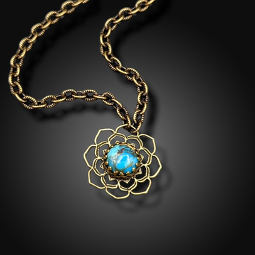brass flower mandala necklace
